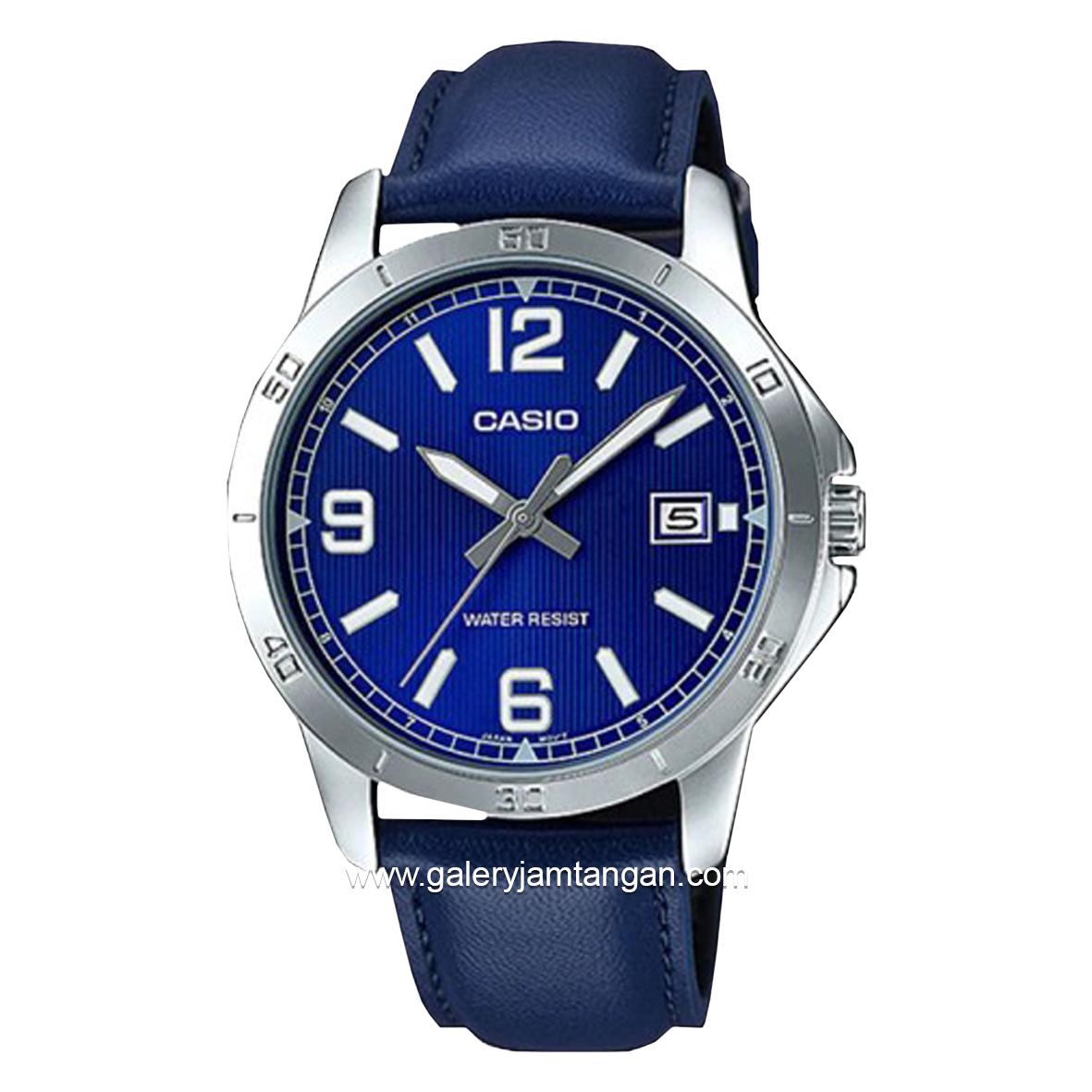 CASIO General  MTP-V004L-2BUDF Blue Silver Leather Strap
