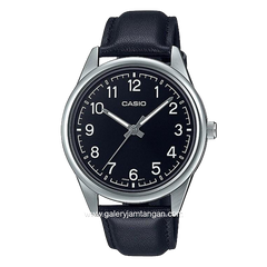 CASIO MTP-V005L-1B4UDF Black Silver Dial Black Leather Strap