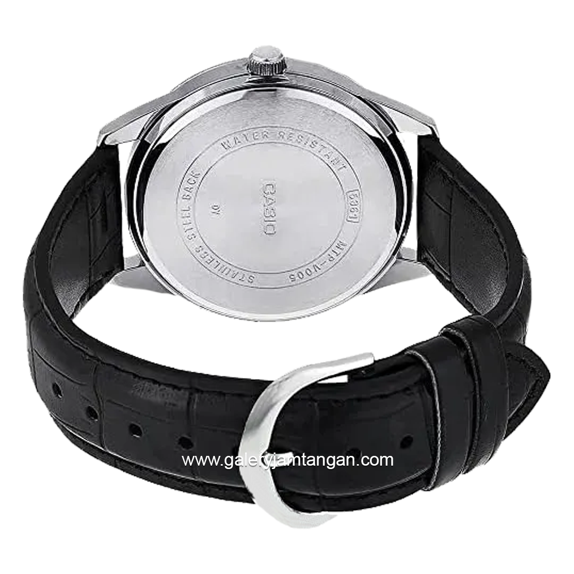 CASIO MTP-V005L-1B4UDF Black Silver Dial Black Leather Strap