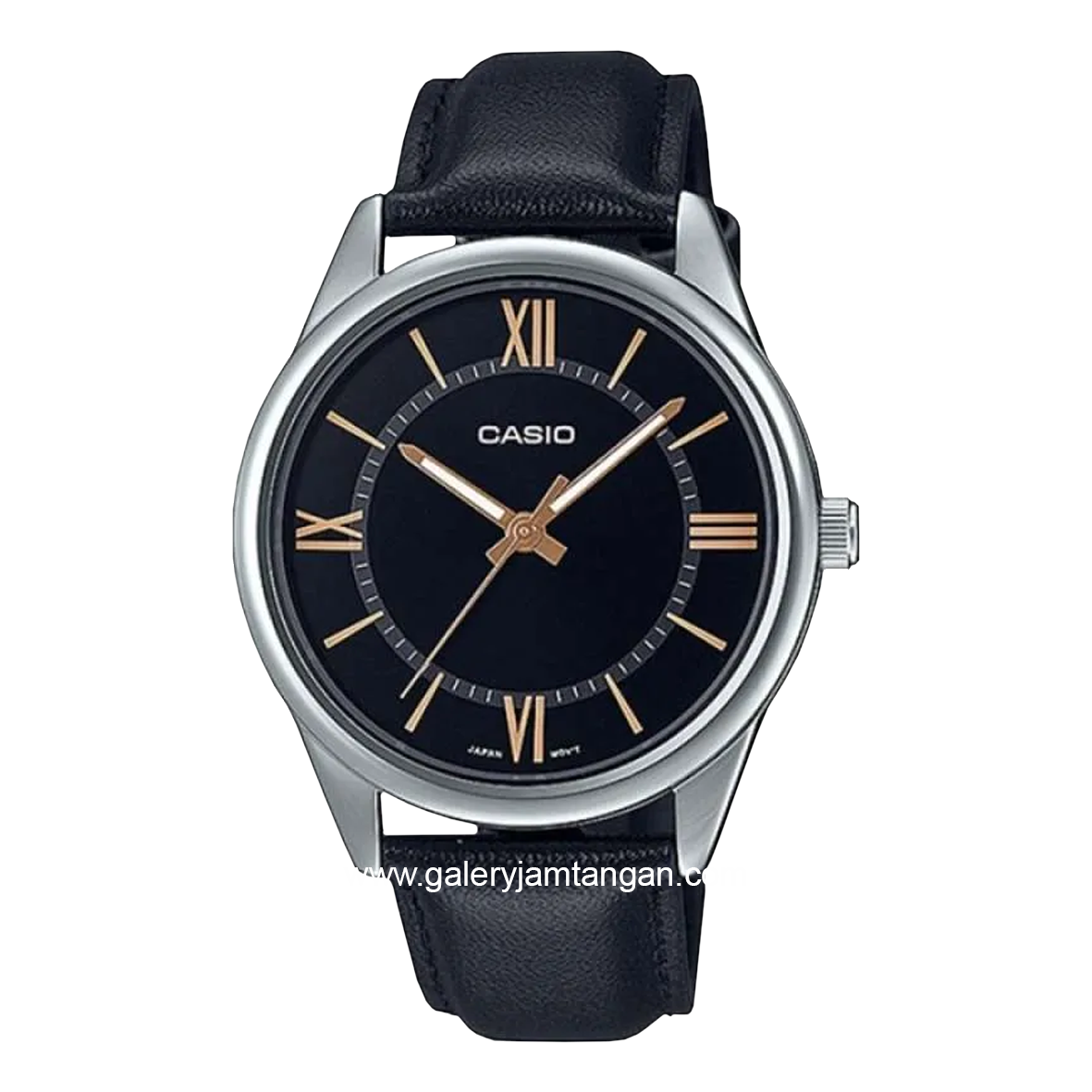 CASIO MTP-V005L-1B5UDF Black Silver Leather Strap