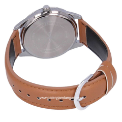 CASIO MTP-V005L-2B5UDF Brown Silver Dial Blue Leather Strap