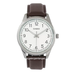 CASIO MTP-V005L-7B4UDF Brown Silver Dial White Leather Strap