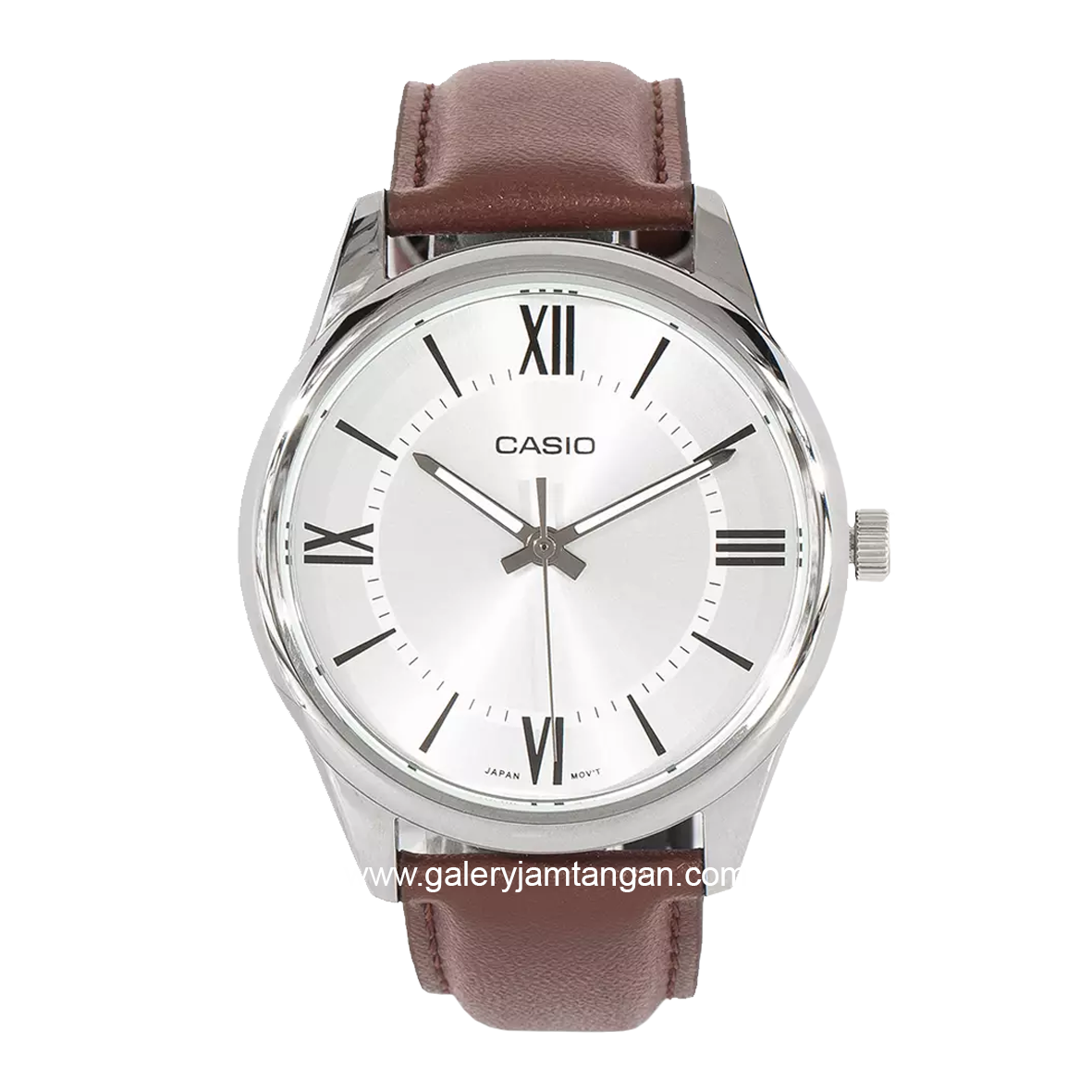 CASIO MTP-V005L-7B5UDF Brown Silver Dial White Leather Strap