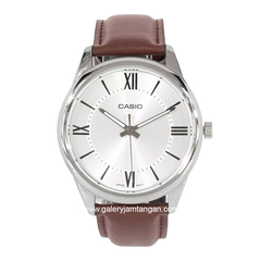 CASIO MTP-V005L-7B5UDF Brown Silver Dial White Leather Strap