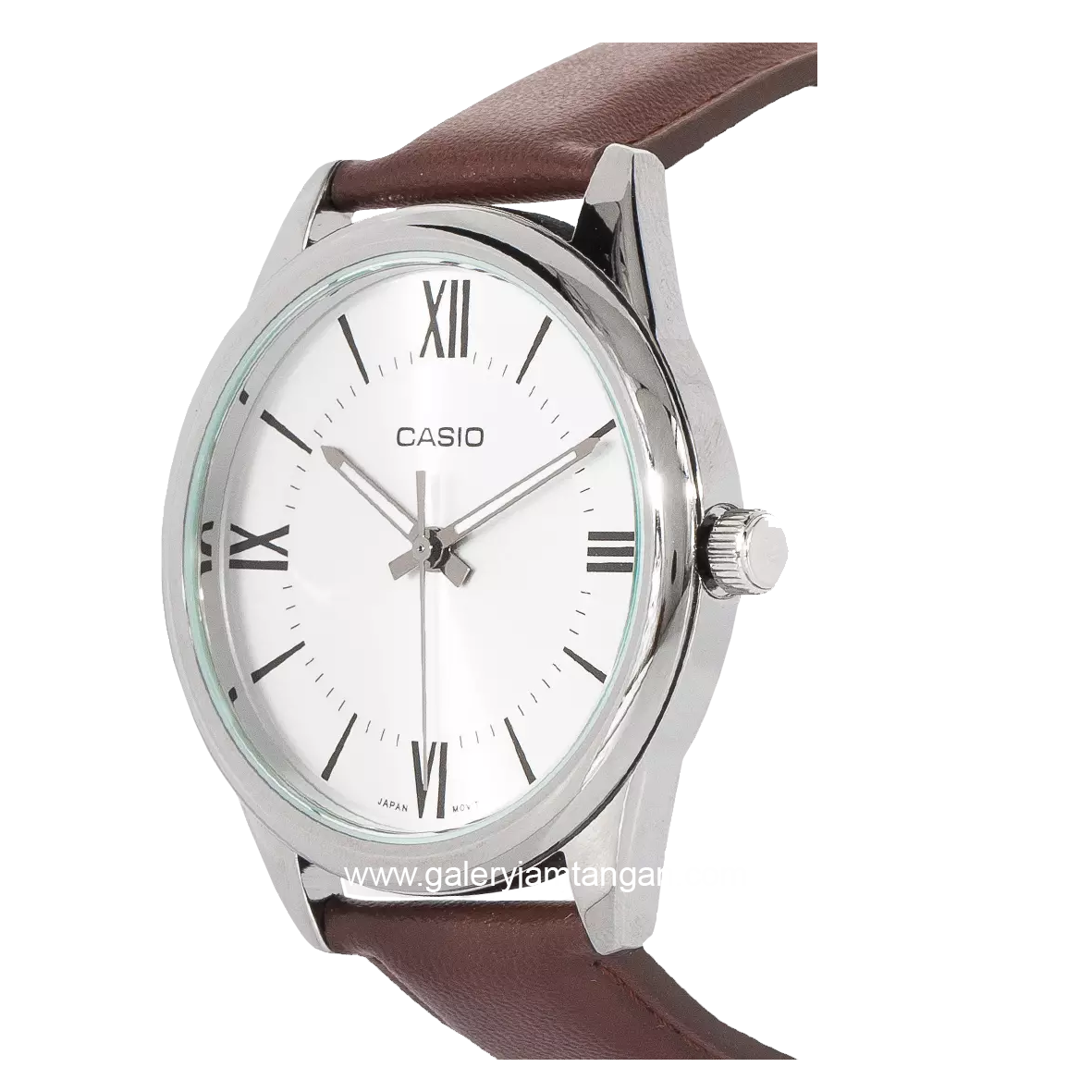 CASIO MTP-V005L-7B5UDF Brown Silver Dial White Leather Strap