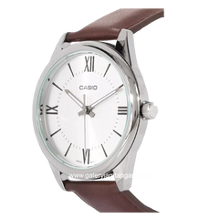 CASIO MTP-V005L-7B5UDF Brown Silver Dial White Leather Strap