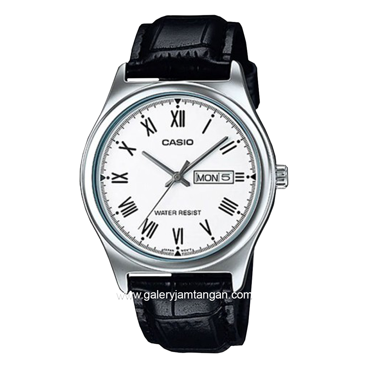 CASIO MTP-V006L-7BUDF Black Dial White Stainless Steel