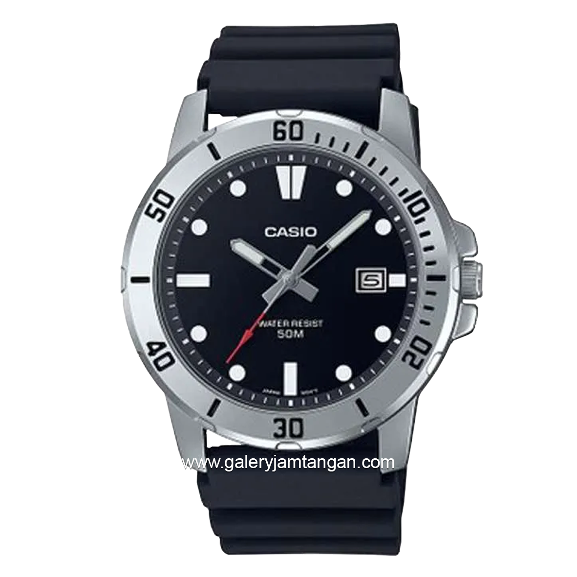 CASIO MTP-VD01-1EVUDF Black Silver Rubber Strap