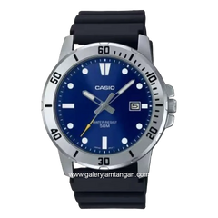 CASIO MTP-VD01-2EVUDF Black Silver Dial Blue Rubber Strap