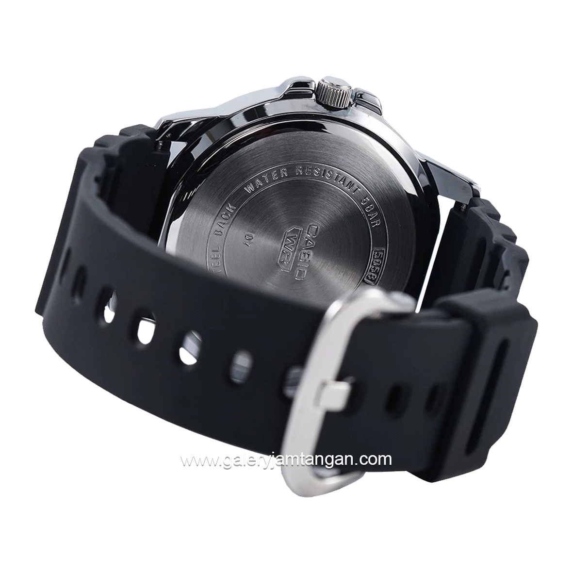 CASIO MTP-VD01-2EVUDF Black Silver Dial Blue Rubber Strap