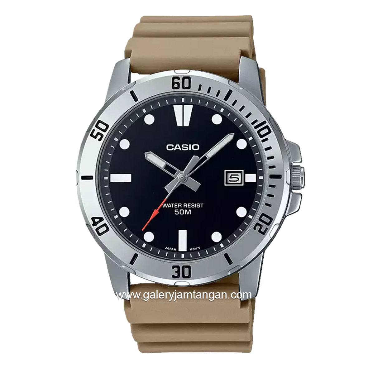 CASIO MTP-VD01-5EVUDF Cream Silver Rubber Strap