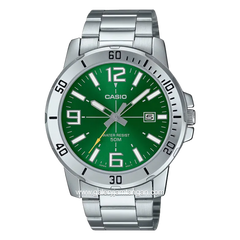 CASIO MTP-VD01D-3BVUDF Silver Dial Green Stainless Steel