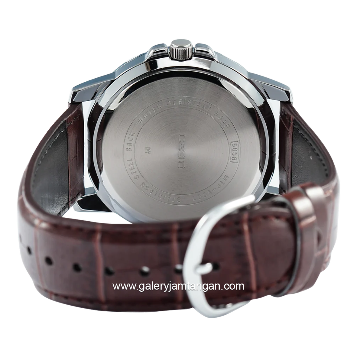 CASIO MTP-VD01L-1BVUDF Brown Silver Leather Strap
