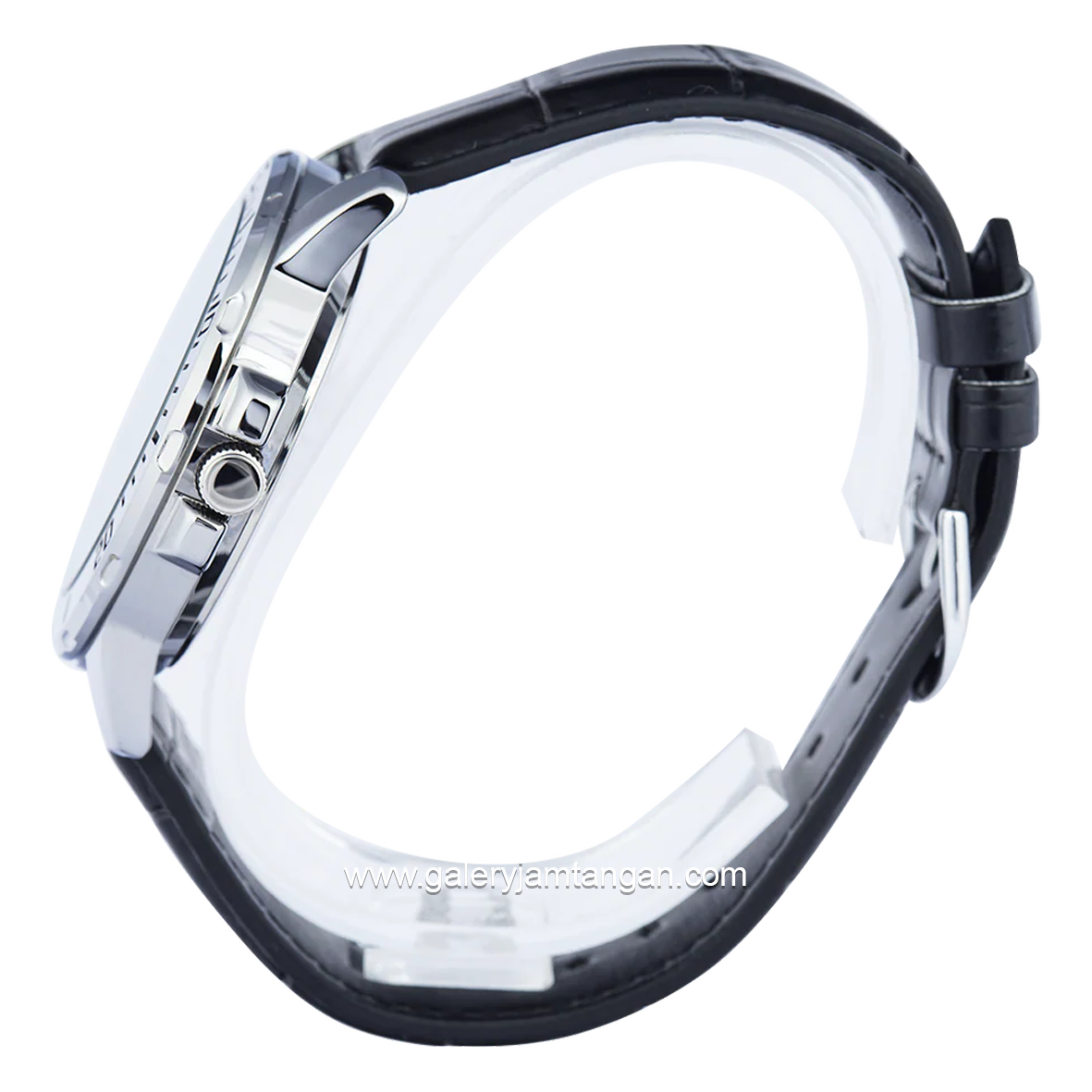 CASIO MTP-VD01L-1EVUDF Black Silver Leather Strap