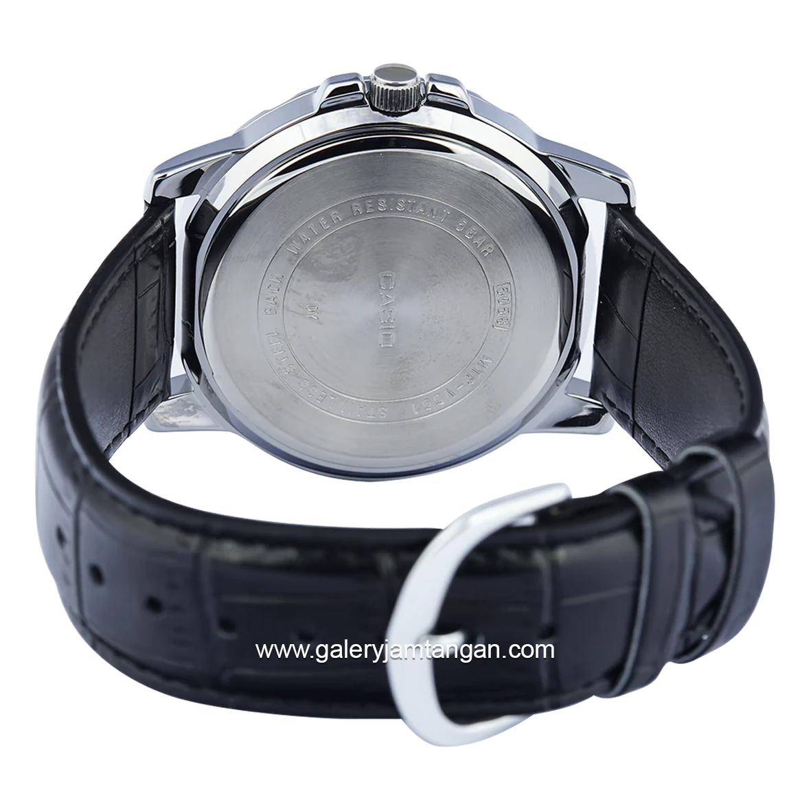 CASIO MTP-VD01L-1EVUDF Black Silver Leather Strap