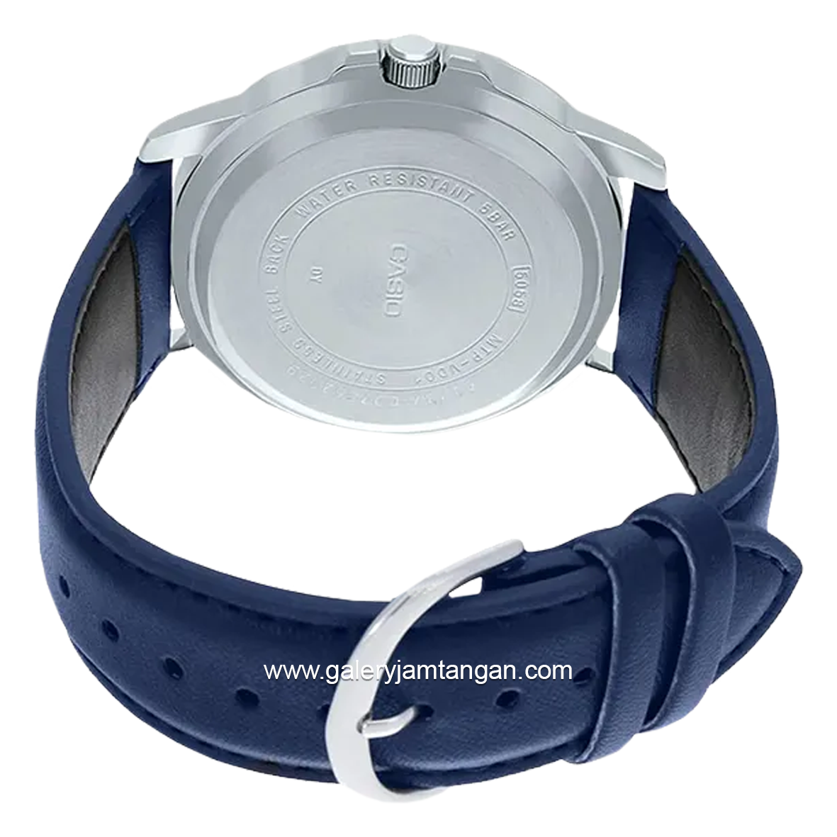 CASIO MTP-VD01L-2BVUDF Navy Silver Leather Strap