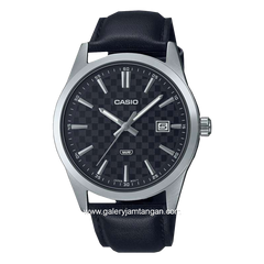 Casio General MTP-VD03L-1AUDF Black Silver Leather Strap