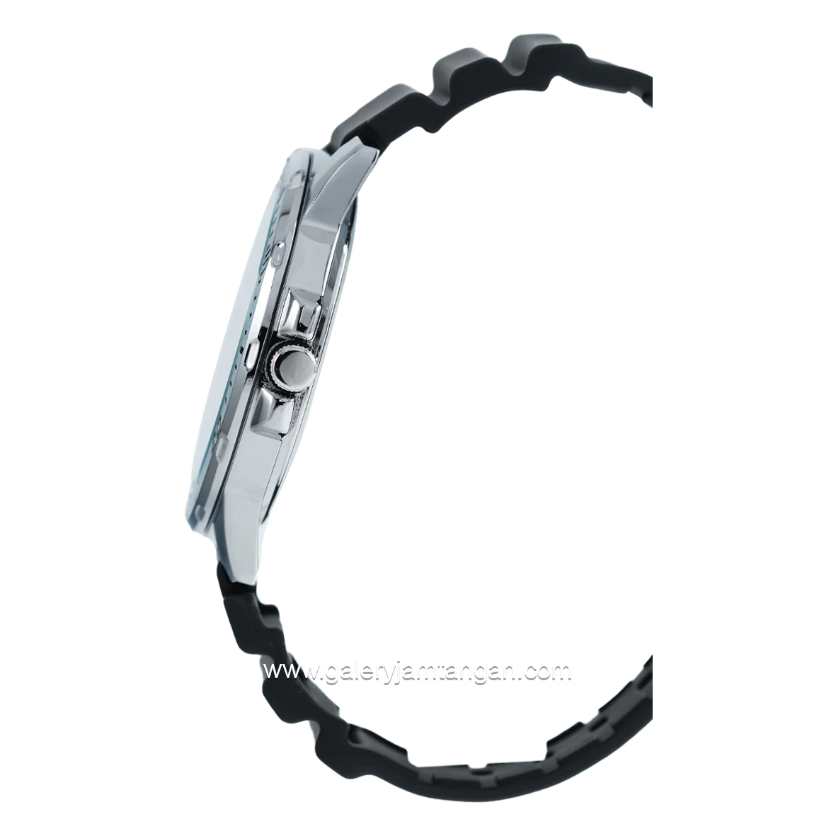 CASIO MTP-VD300-7BUDF Black Dial White Rubber Strap