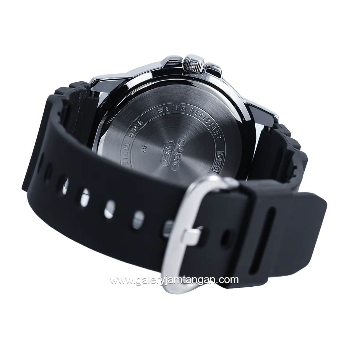 CASIO MTP-VD300-7BUDF Black Dial White Rubber Strap