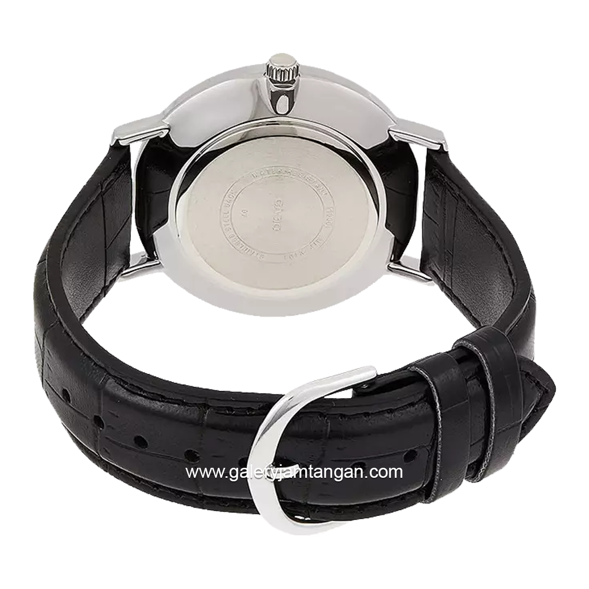 CASIO MTP-VT01L-1BUDF Black Silver Leather Strap