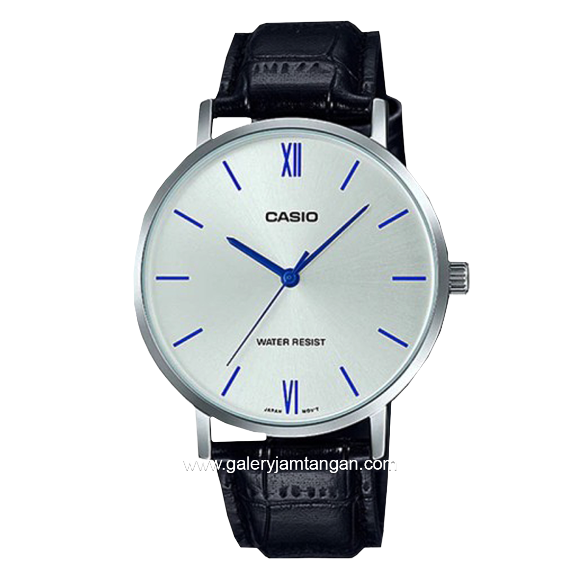 CASIO General MTP-VT01L-7B1UDF Black Silver Leather Strap