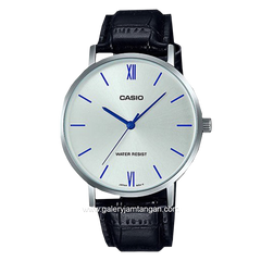 CASIO General MTP-VT01L-7B1UDF Black Silver Leather Strap
