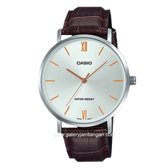 CASIO General MTP-VT01L-7B2UDF Brown Silver Leather Strap