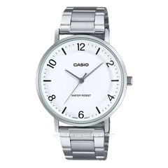 CASIO MTP-VT03D-7BDF Silver Dial White Stainless Steel Strap