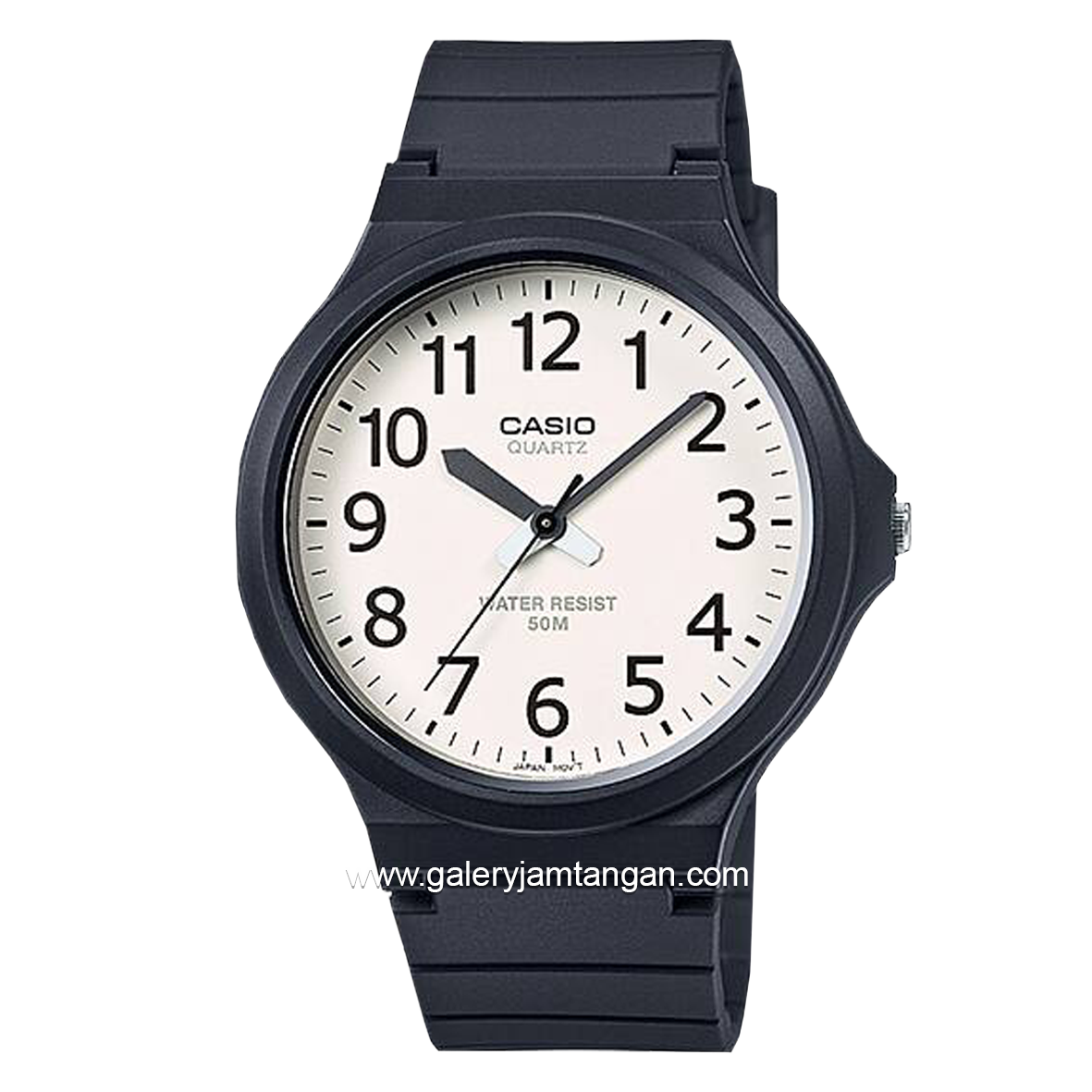 CASIO MW-240-7BVDF Black Dial White Rubber Strap