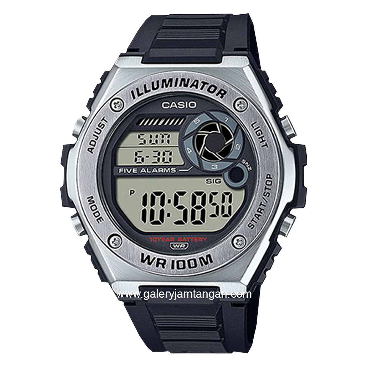 CASIO General MWD-100H-1AVDF Illuminator Black Silver Digital Rubber Strap