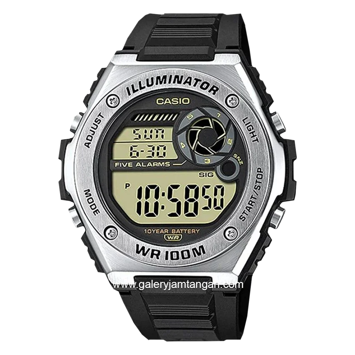 CASIO General MWD-100H-9AVDF Illuminator Black Silver Digital Rubber Strap