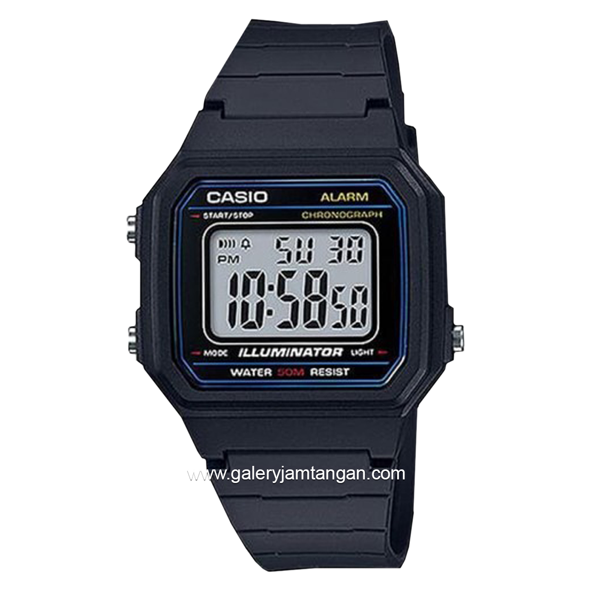 CASIO General W-217H-1AVDF Black Digital Rubber Strap
