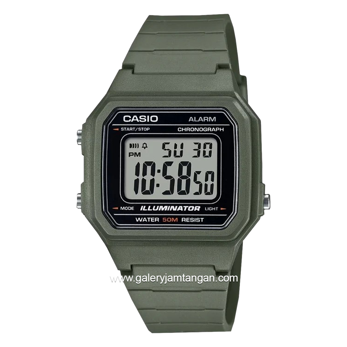 CASIO W-217H-3AVDF Green Resin Strap