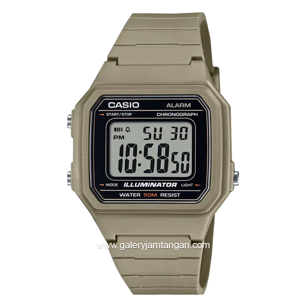CASIO W-217H-5AVDF Cream Resin Strap