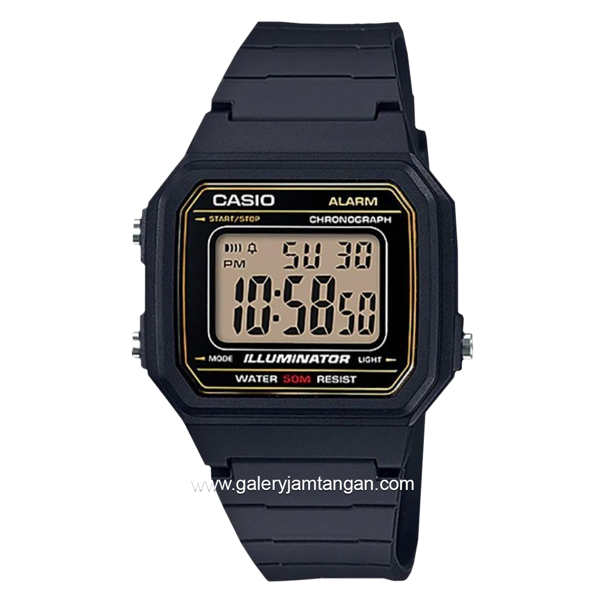 CASIO General W-217H-9AVDF Black List Blue Digital Rubber Strap