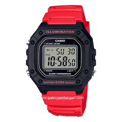 CASIO W-218H-4BVDF Red Black Resin Strap