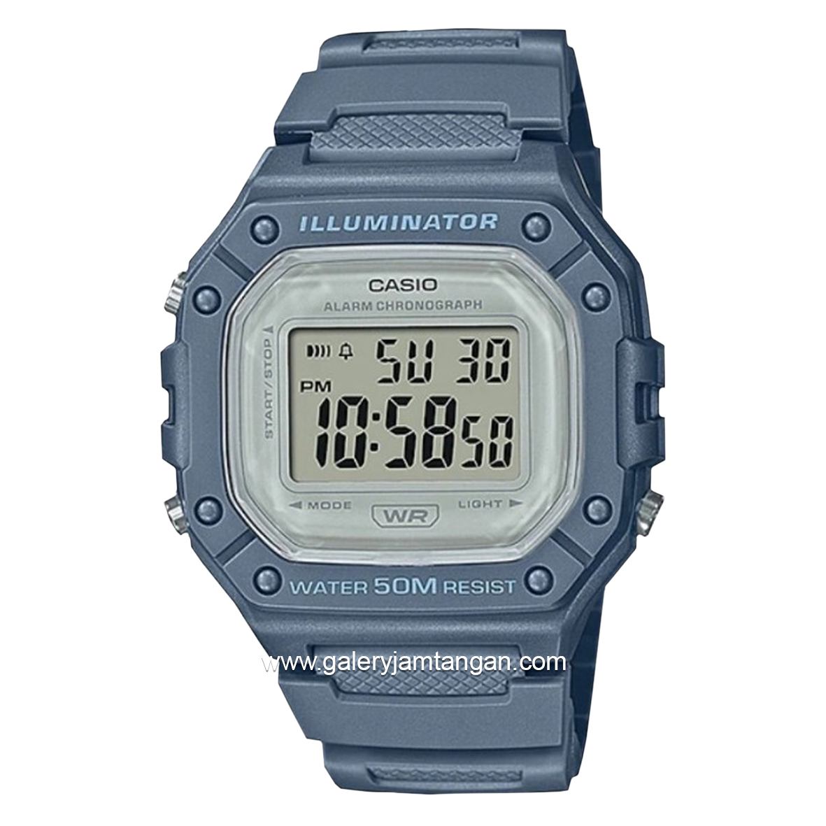 CASIO General W-218HC-2AVDF Illiminator Baby Blue Digital Rubber Strap