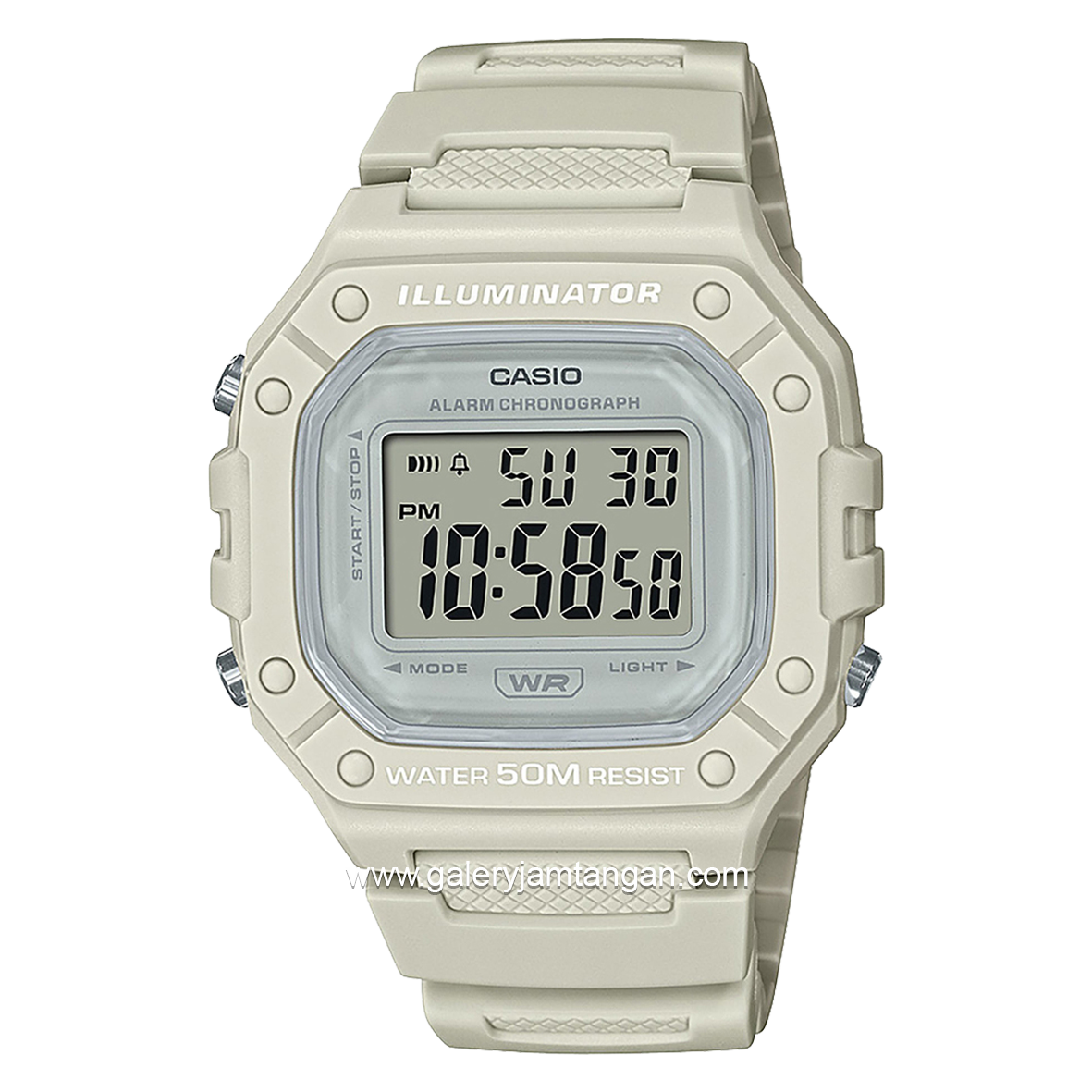 CASIO General W-218HC-8AVDF Illuminator Beige Digital Rubber Strap