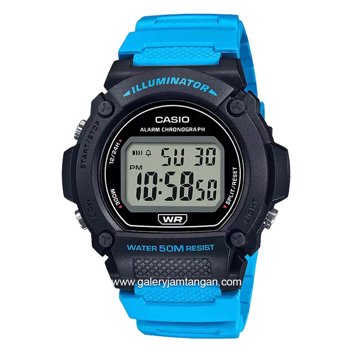 CASIO W-219H-2A2VDF Illuminator Blue Black Digital Rubber Strap