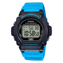 CASIO W-219H-2A2VDF Illuminator Blue Black Digital Rubber Strap