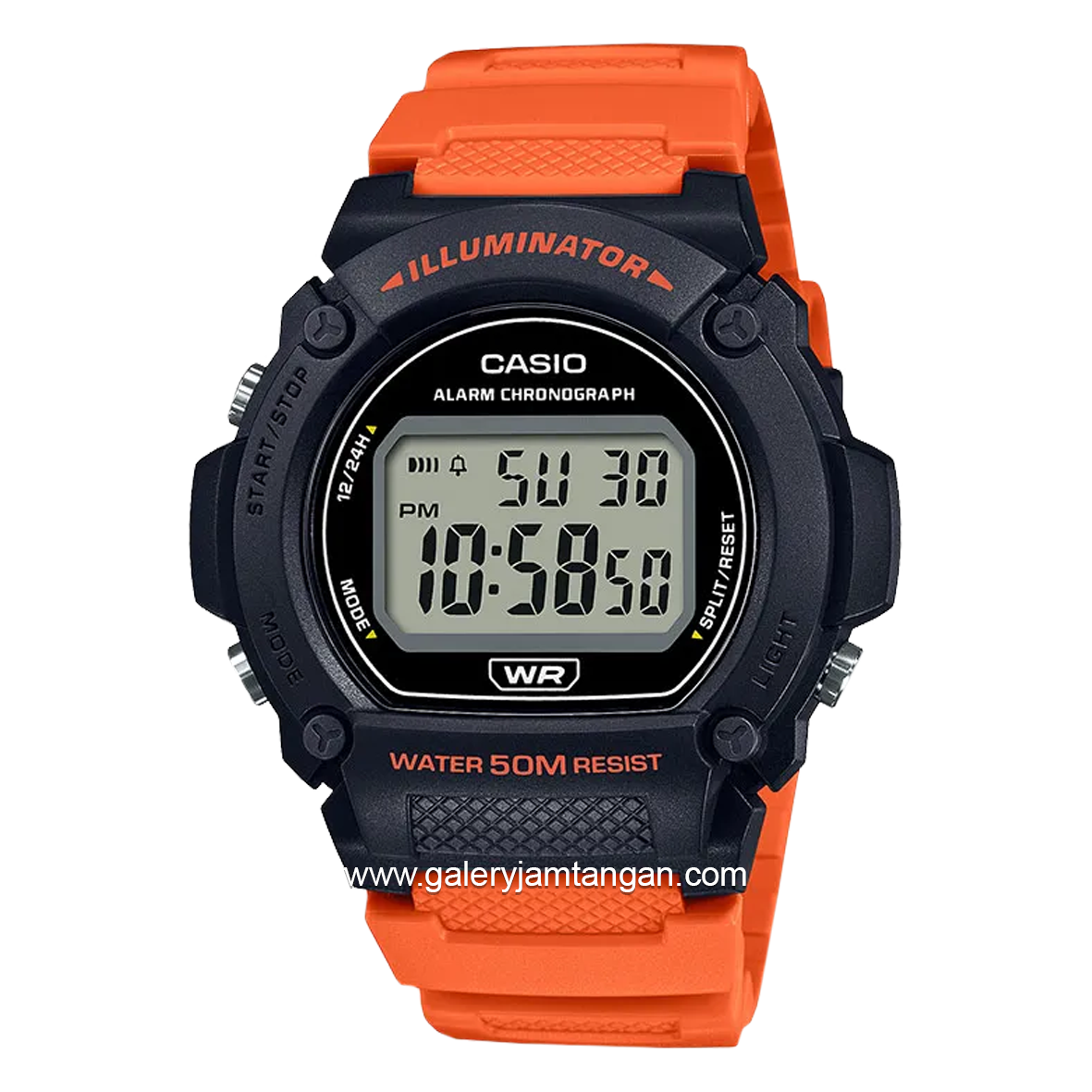 CASIO W-219H-4AVDF Digital Orange Black Resin Strap