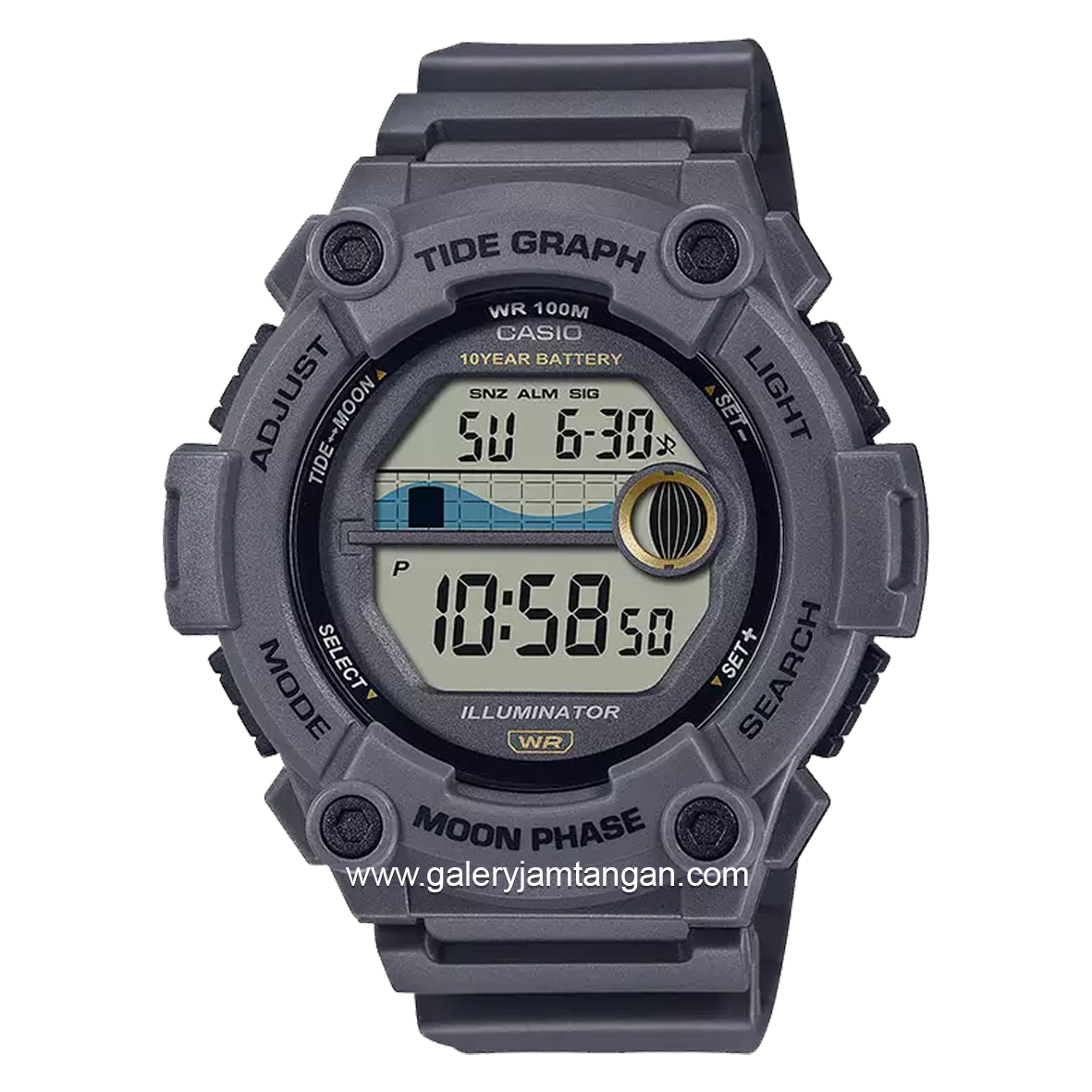 CASIO General WS-1300H-8AVDF Tide Graph Grey Digital Rubber Strap