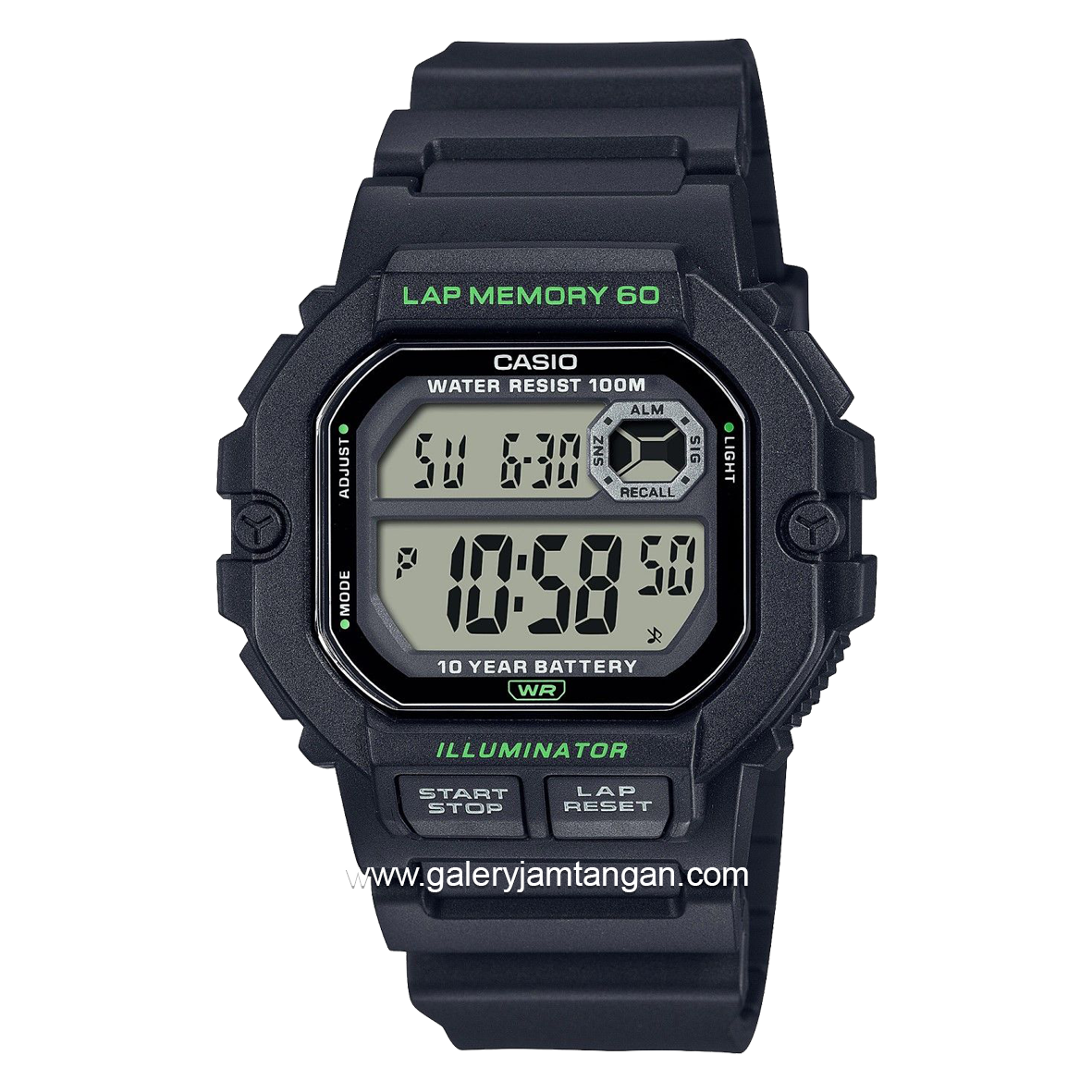 CASIO General WS-1400H-1AVDF Illuminator Sports Gear Black Digital Rubber Strap