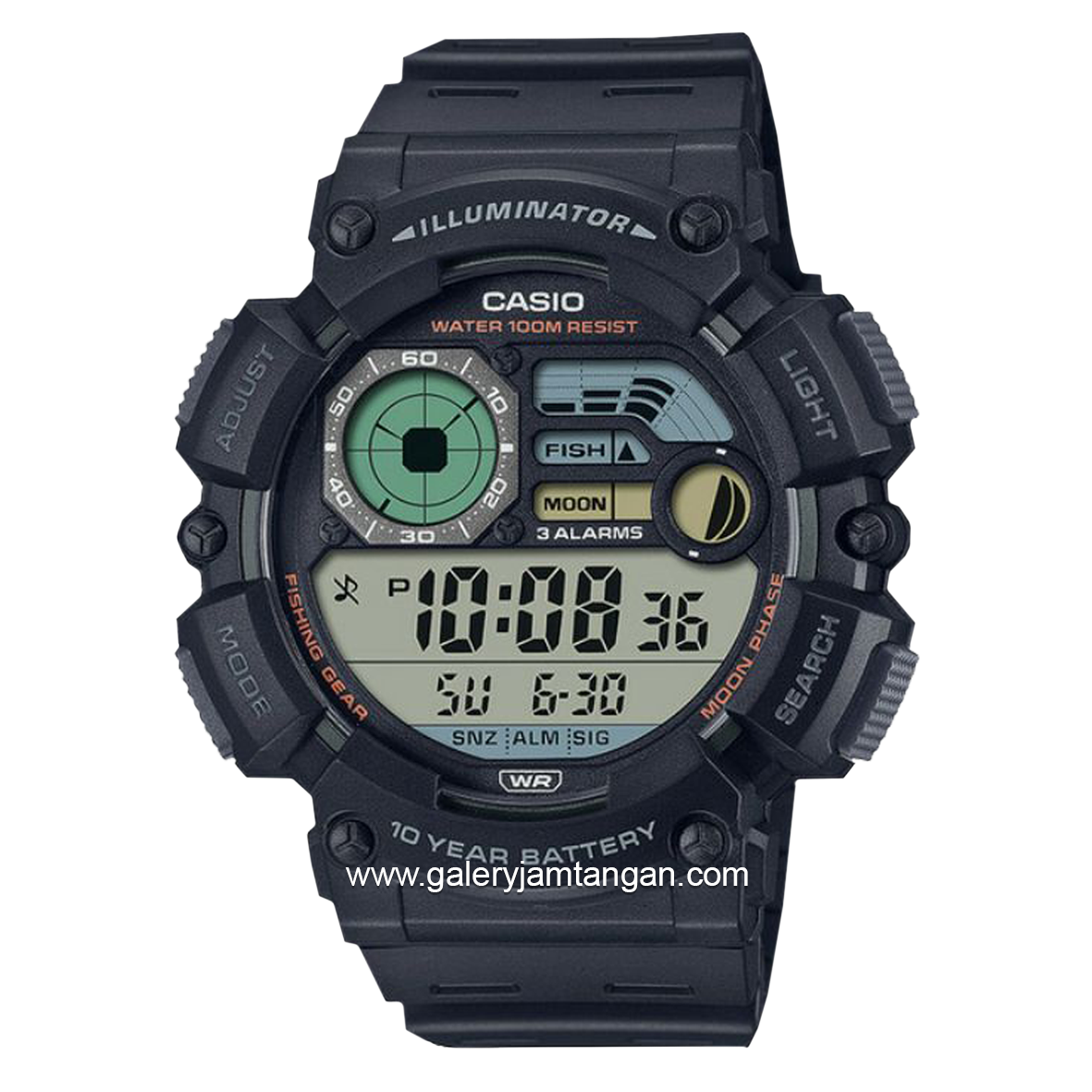 CASIO General WS-1500H-1AVDF Illuminator Black Digital Rubber Strap
