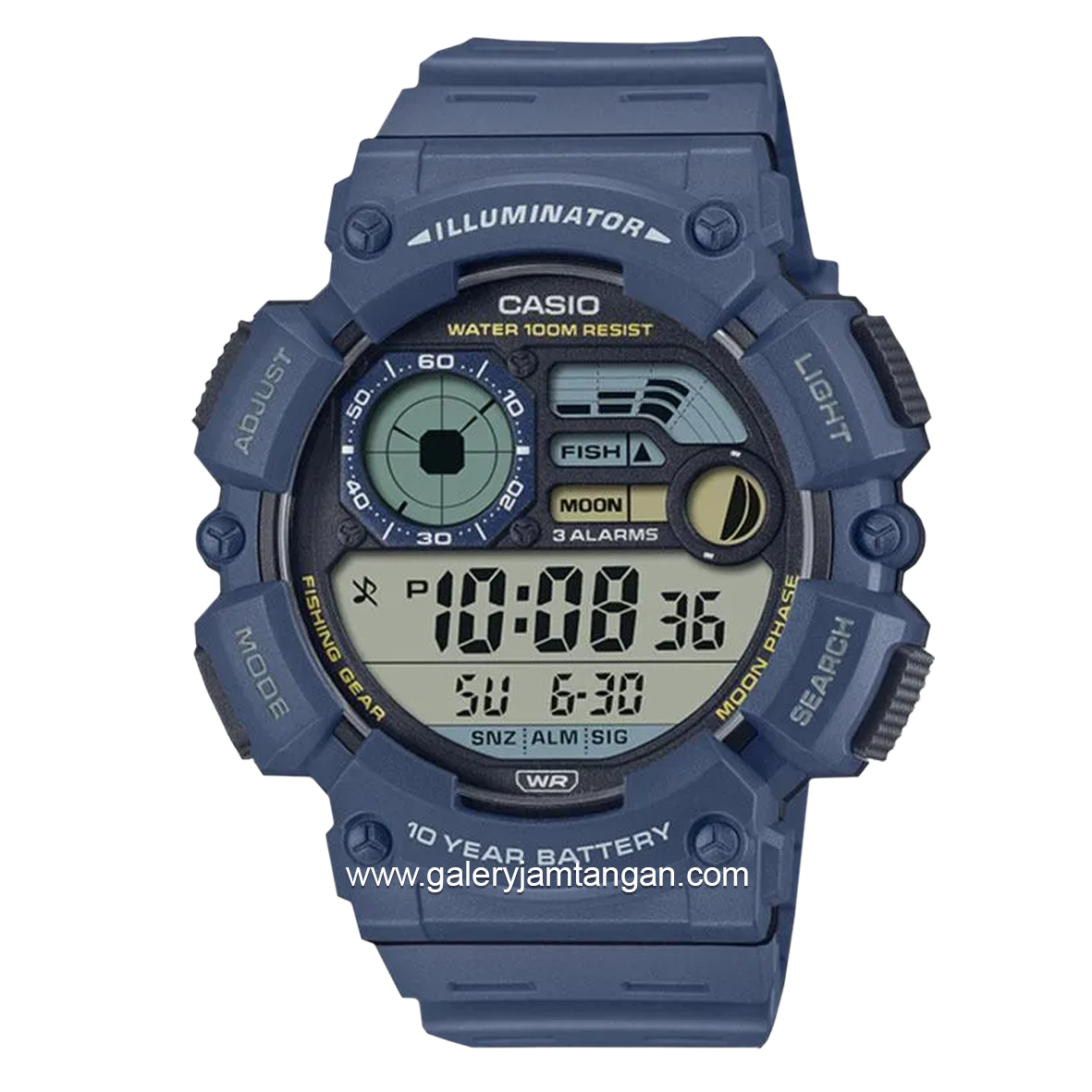 CASIO General WS-1500H-2AVDF Illuminator Blue Digital Rubber Strap