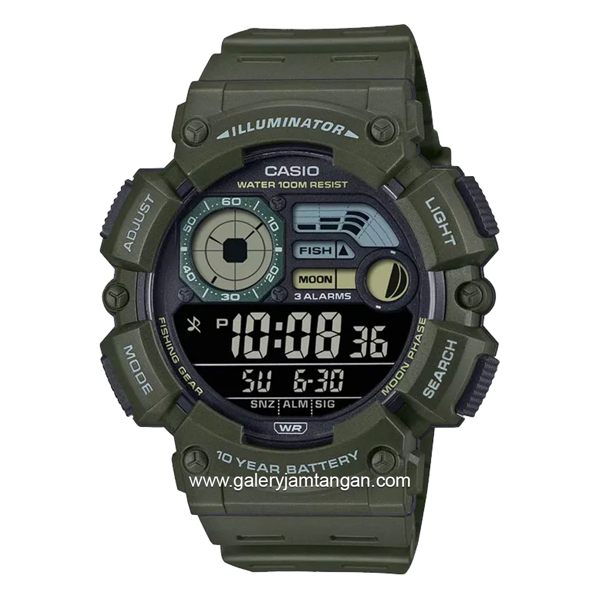CASIO WS-1500H-3BVDF Digital Full Army Resin Strap