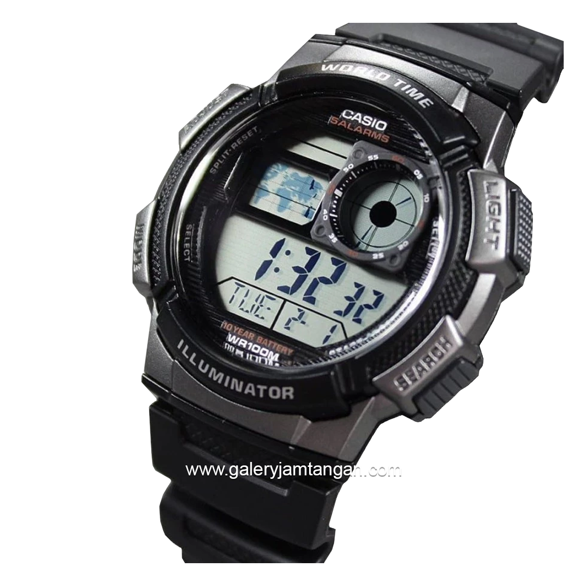 CASIO General AE-1000W-1BVDF Black Digital Rubber Strap