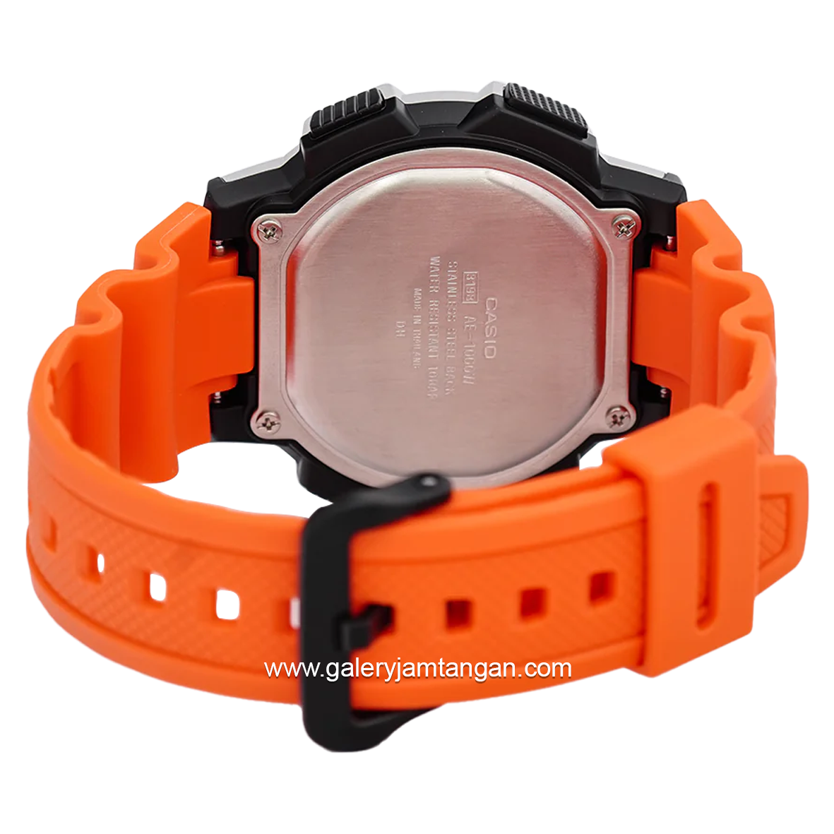 Casio AE-1000W-4BVDF Digital Orange Silver Rubber Strap