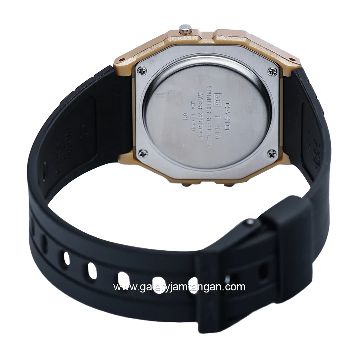 CASIO General F-91WM-9ADF Youth Black Rosegold Digital Rubber Strap