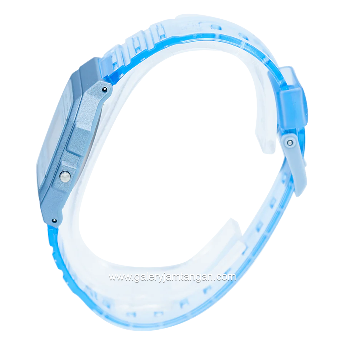 CASIO General F-91WS-2DF Youth Digital Blue Clear Rubber Strap